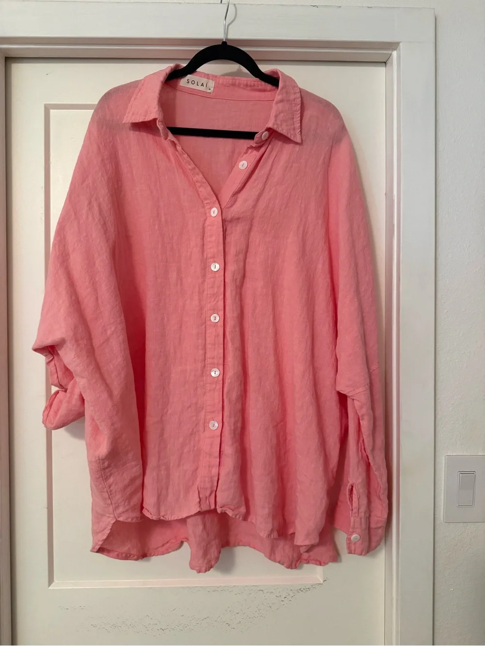 Relaxed Pink Linen Button-Down Shirt